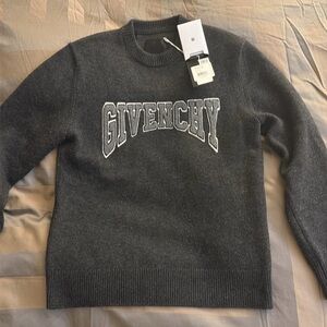Givenchy Black and Gray Embroidered Logo Crewneck Sweater